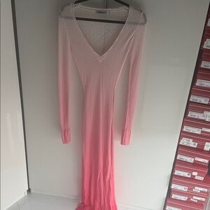 Danielle Guizio Pink Gradient Long Sleeve Dress